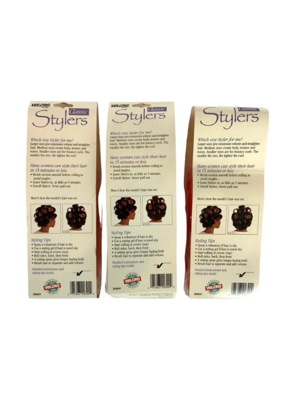 Velcro Classic Stylers Hair Curlers 3 Packs of 3 Each Pink Rollers 1.75 inch NEW